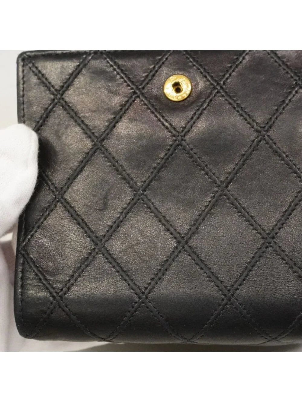 Chanel Wallet Bicolor Lambskin Black Gold